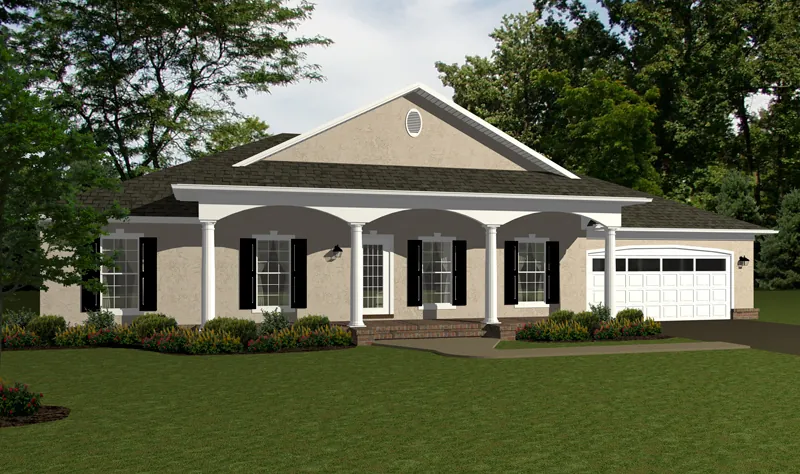 Traditional House Plan Front of Home - Brody Country Ranch Home 069D-0122 - Search House Plans and More