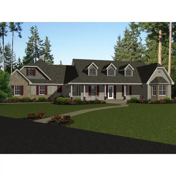 Ranch House Plan Front of Home - Berney Country Home 069D-0123 - Search House Plans and More