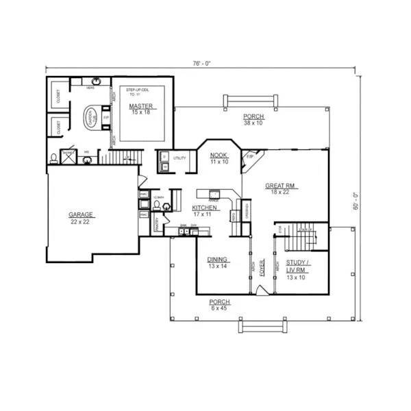 Farmhouse Plan First Floor - Green Forest Country Farmhouse 069D-0124 - Search House Plans and More