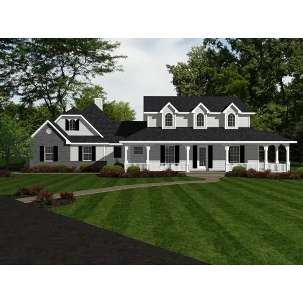 Farmhouse Plan Front of Home - Green Forest Country Farmhouse 069D-0124 - Search House Plans and More