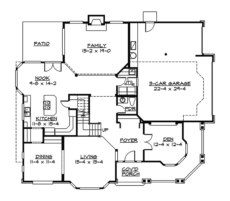 Arts & Crafts House Plan First Floor - Rooney Craftsman Home 071D-0003 - Shop House Plans and More
