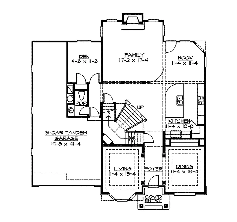 Arts & Crafts House Plan First Floor - Caitlin Modern Luxury Home Plans | Modern Luxury House Plans