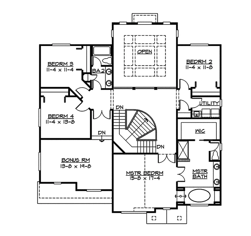 Traditional House Plan Second Floor - Caitlin Modern Luxury Home Plans | Modern Luxury House Plans