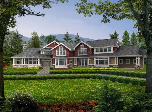Traditional House Plan Front Photo 01 - Darren Ridge Luxury Home 071D-0009 - Search House Plans and More