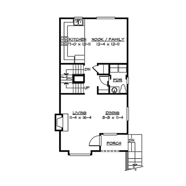 Traditional House Plan First Floor - Hinson Hill Narrow Lot Home 071D-0017 - Search House Plans and More