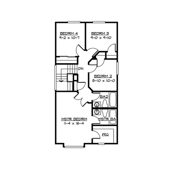 Traditional House Plan Second Floor - Hinson Hill Narrow Lot Home 071D-0017 - Search House Plans and More