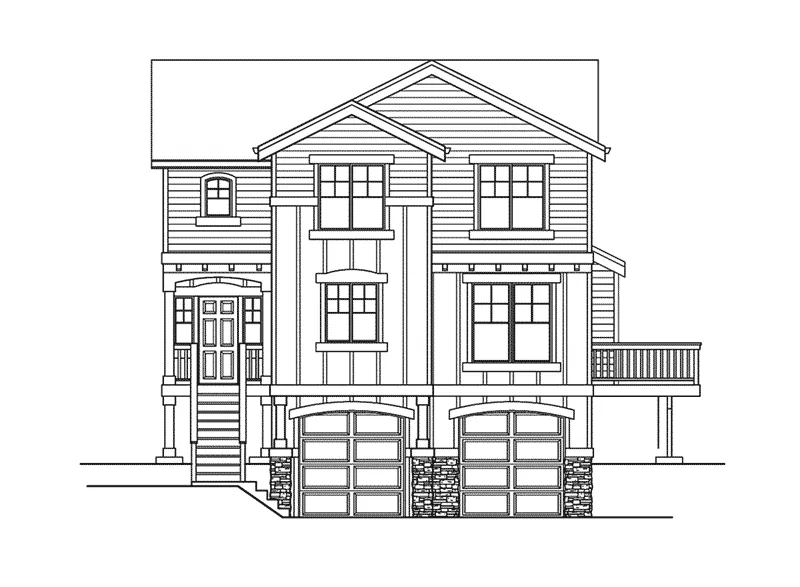 Lowcountry House Plan Front Elevation - Orion Way Narrow Lot Home 071D-0024 - Shop House Plans and More
