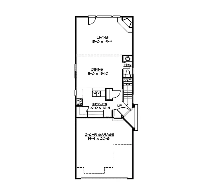 Traditional House Plan First Floor - Winding Brook Narrow Lot Home 071D-0026 - Shop House Plans and More