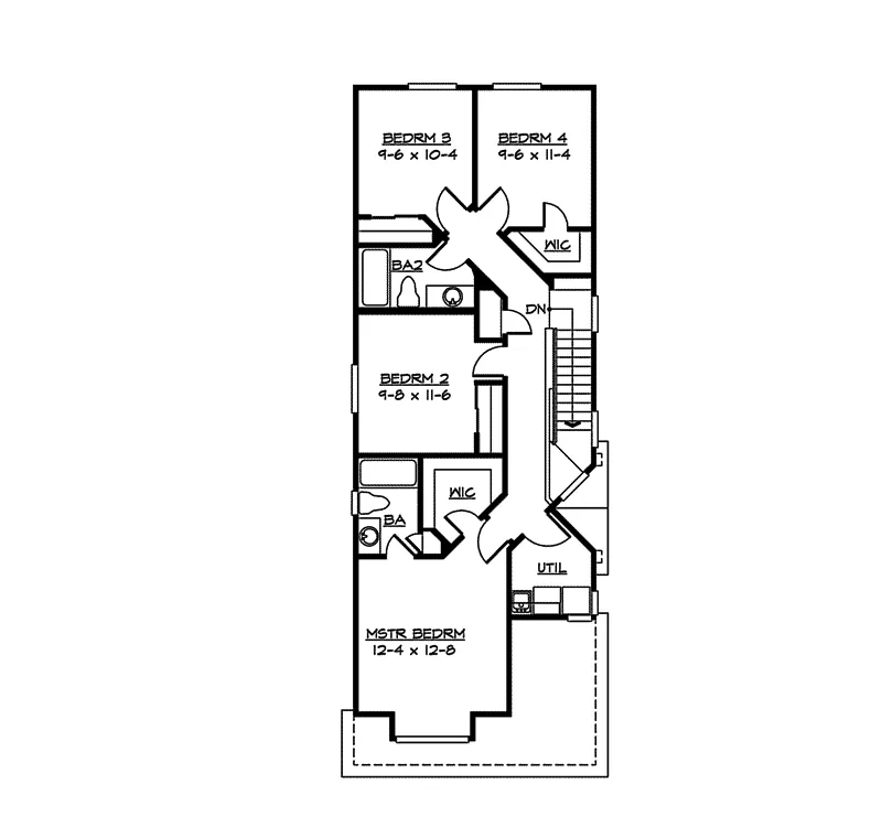 Modern House Plan Second Floor - Winding Brook Narrow Lot Home 071D-0026 - Shop House Plans and More