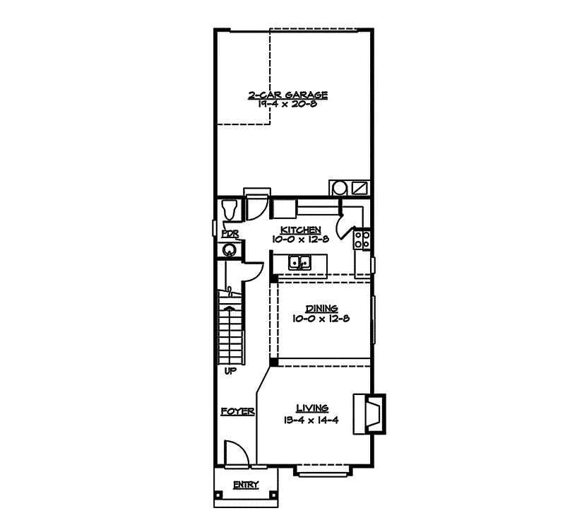 Craftsman House Plan First Floor - Lunnenberg Narrow Lot Home 071D-0030 - Shop House Plans and More