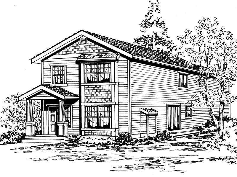 Craftsman House Plan Front Image of House - Lunnenberg Narrow Lot Home 071D-0030 - Shop House Plans and More