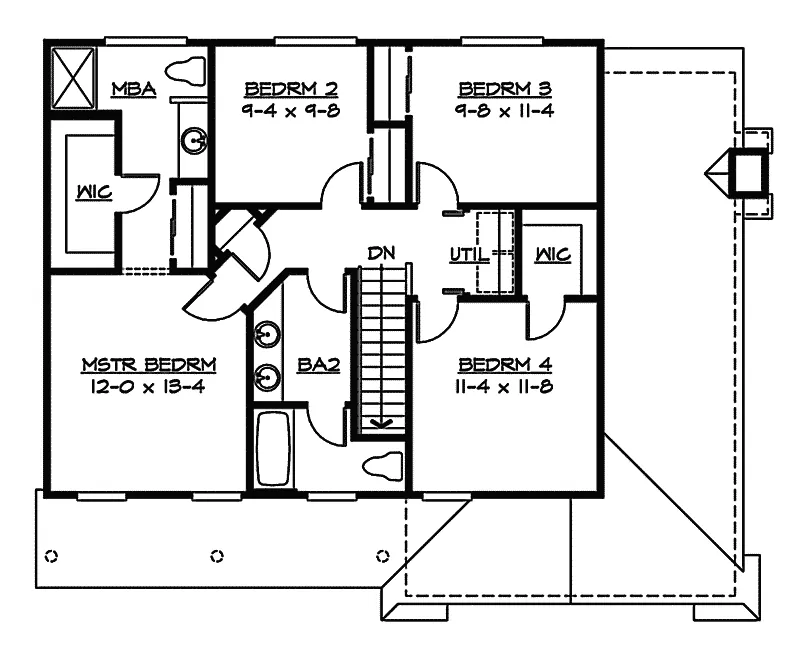 Country House Plan Second Floor - La Hache Colonial Home 071D-0032 - Shop House Plans and More