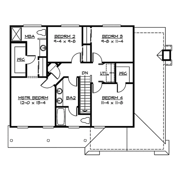 Southern House Plan Second Floor - La Hache Colonial Home 071D-0032 - Shop House Plans and More