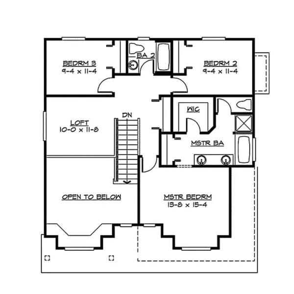 Southern House Plan Second Floor - Oak Grove Bluffs Craftsman Home 071D-0035 - Shop House Plans and More