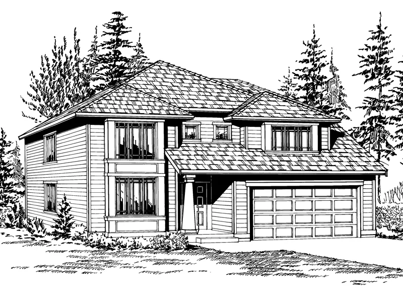 Traditional House Plan Front Image of House - Eldon Ridge Contemporary Home 071D-0036 - Search House Plans and More