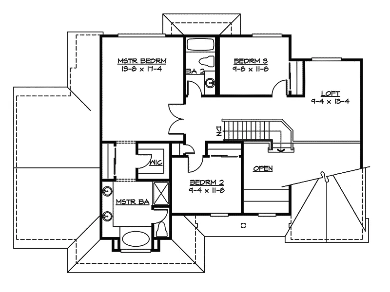 Craftsman House Plan Second Floor - Winkler Craftsman Home 071D-0050 - Shop House Plans and More