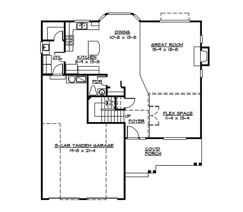 Shingle House Plan First Floor - Cora Jane Country Home 071D-0052 - Search House Plans and More