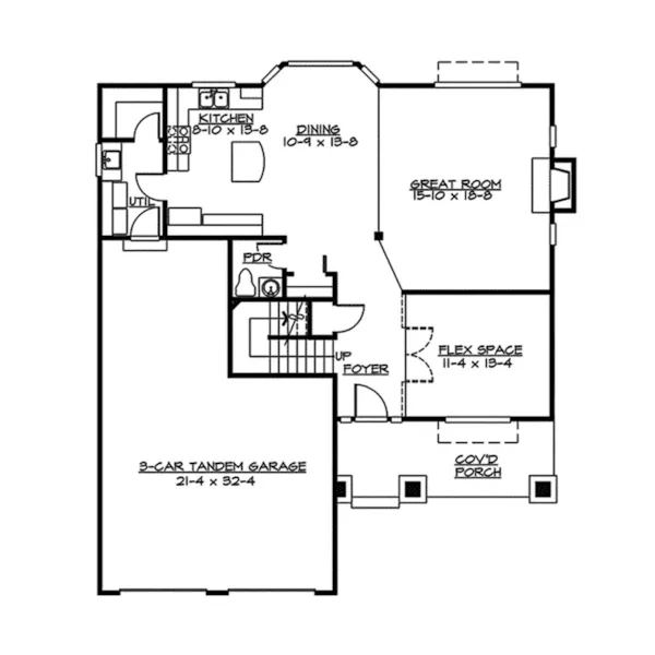 Modern House Plan First Floor - Seaton Country Home 071D-0053 - Shop House Plans and More