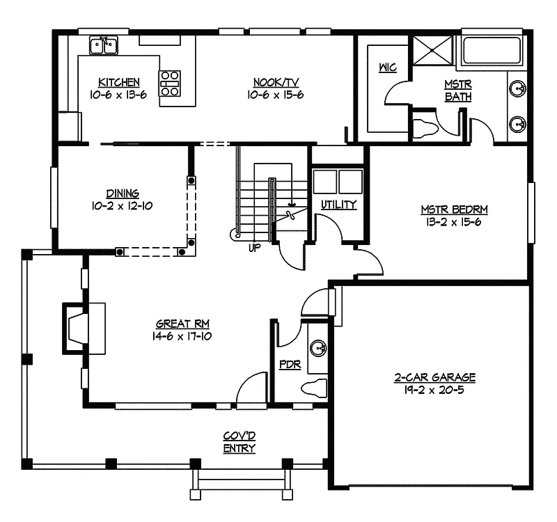 Modern House Plan First Floor - Olinda Park Bungalow Home 071D-0054 - Shop House Plans and More