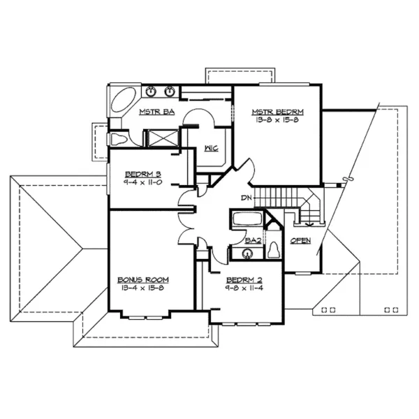 Traditional House Plan Second Floor - Powder Valley Shingle Home 071D-0059 - Shop House Plans and More