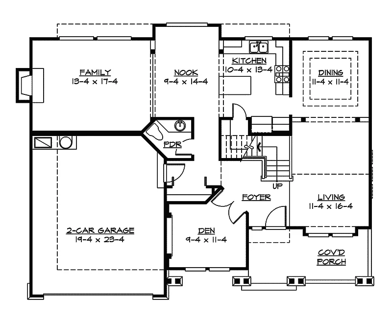 Arts & Crafts House Plan First Floor - Rustic Craftsman Home Plans | Rustic Craftsman-Style House Plans