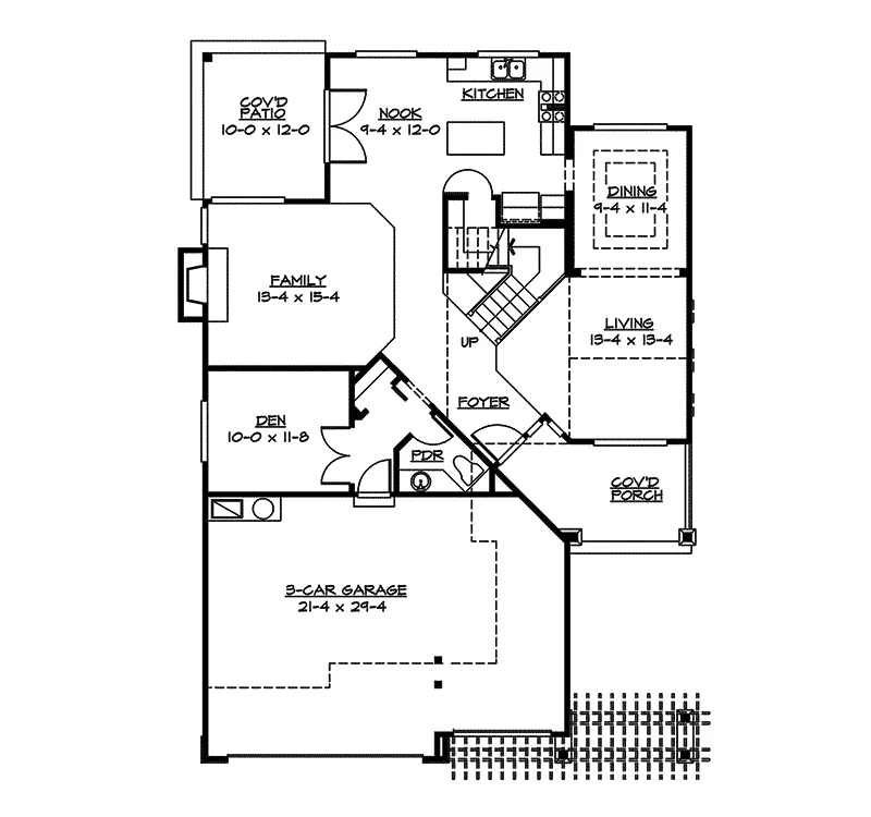 Tudor House Plan First Floor - Mitzi Tudor Home 071D-0068 - Shop House Plans and More