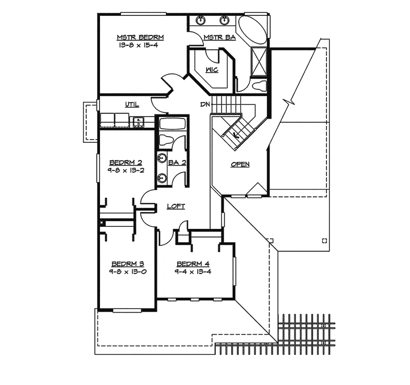 Tudor House Plan Second Floor - Mitzi Tudor Home 071D-0068 - Shop House Plans and More