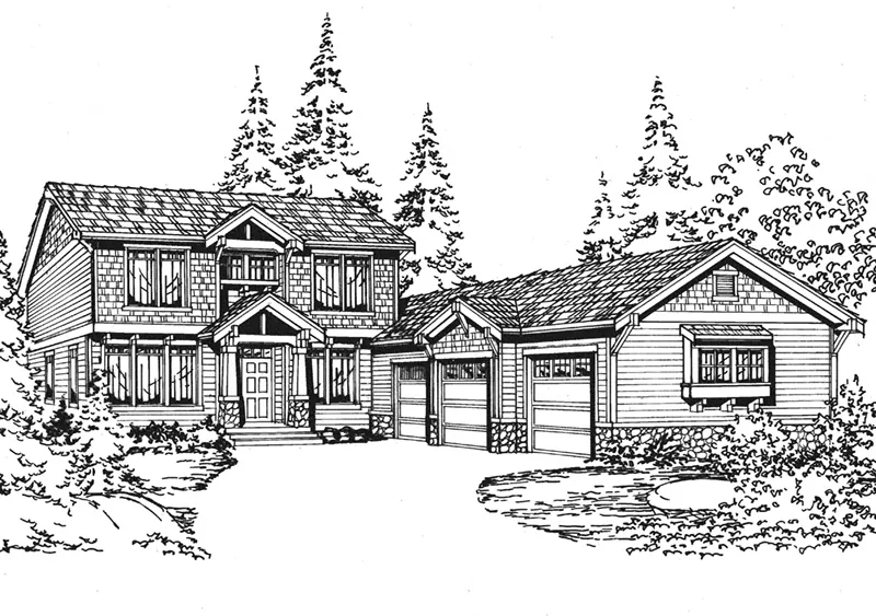 Traditional House Plan Front Image of House - Pocono Trail Rustic Home 071D-0069 - Shop House Plans and More