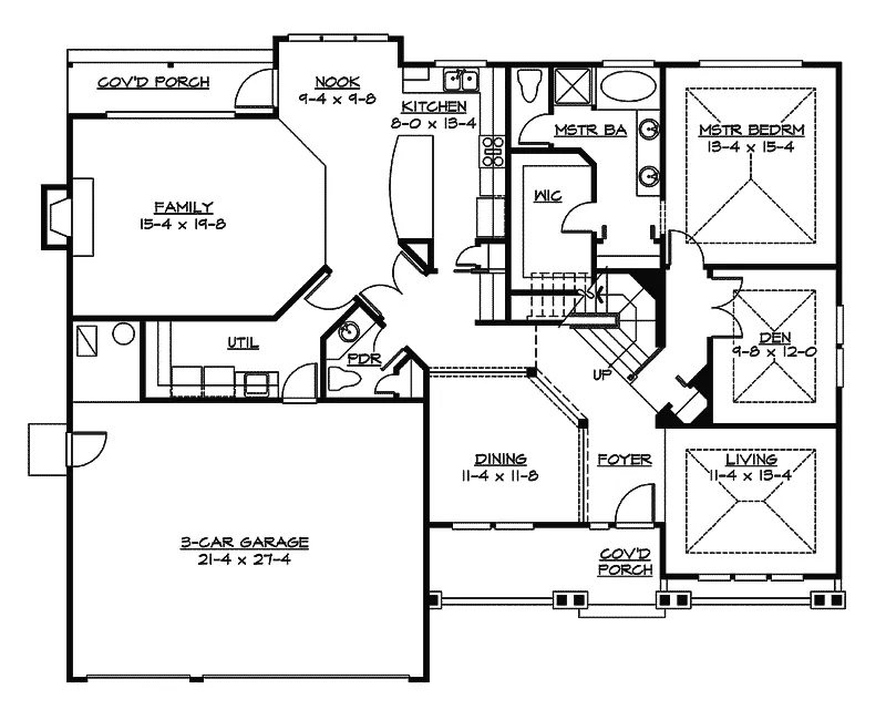 Craftsman House Plan First Floor - Groseclose Craftsman Home 071D-0072 - Search House Plans and More
