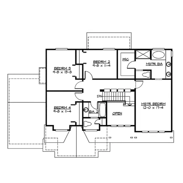 Contemporary House Plan Second Floor - Gardenway Craftsman Home 071D-0074 - Search House Plans and More