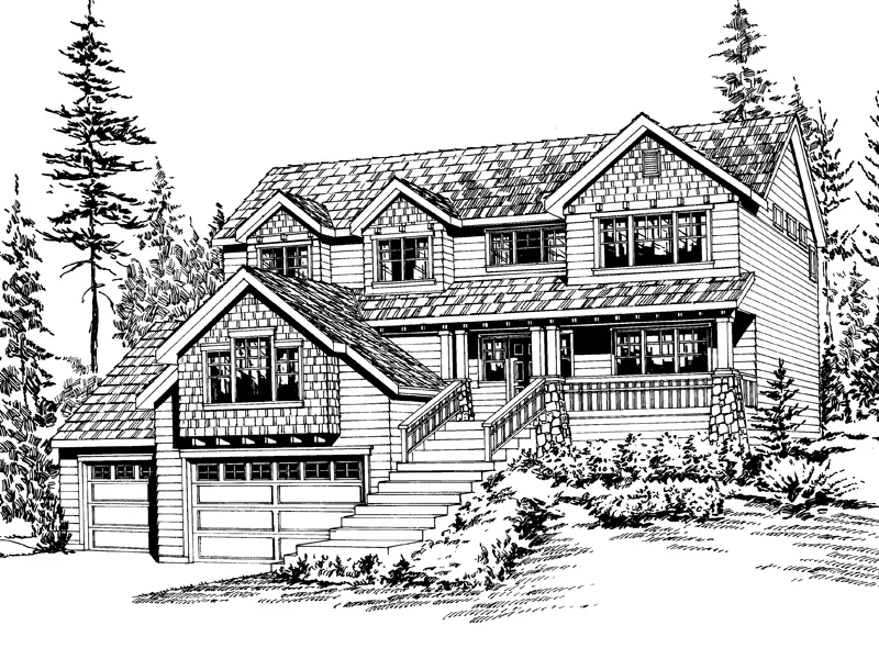 Shingle House Plan Front Image of House - Gardenway Craftsman Home 071D-0074 - Search House Plans and More