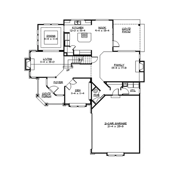 Southern House Plan First Floor - Riverwind Rustic Home 071D-0076 - Shop House Plans and More