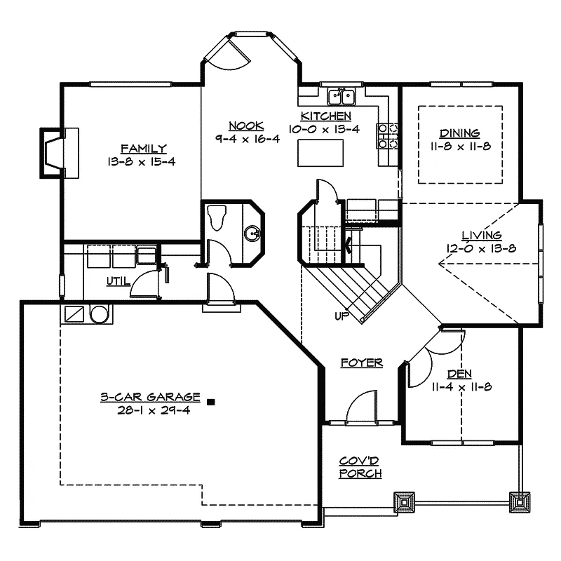 Craftsman House Plan First Floor - Powderhorn Pass Rustic Home 071D-0077 - Shop House Plans and More