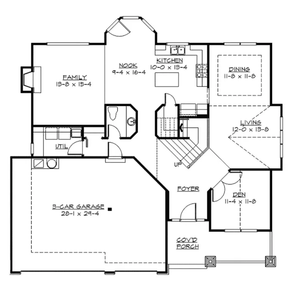 Country House Plan First Floor - Powderhorn Pass Rustic Home 071D-0077 - Shop House Plans and More