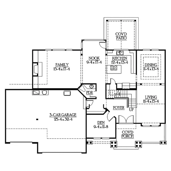 Modern House Plan First Floor - Fieldcrest Arts And Crafts Home 071D-0083 - Search House Plans and More