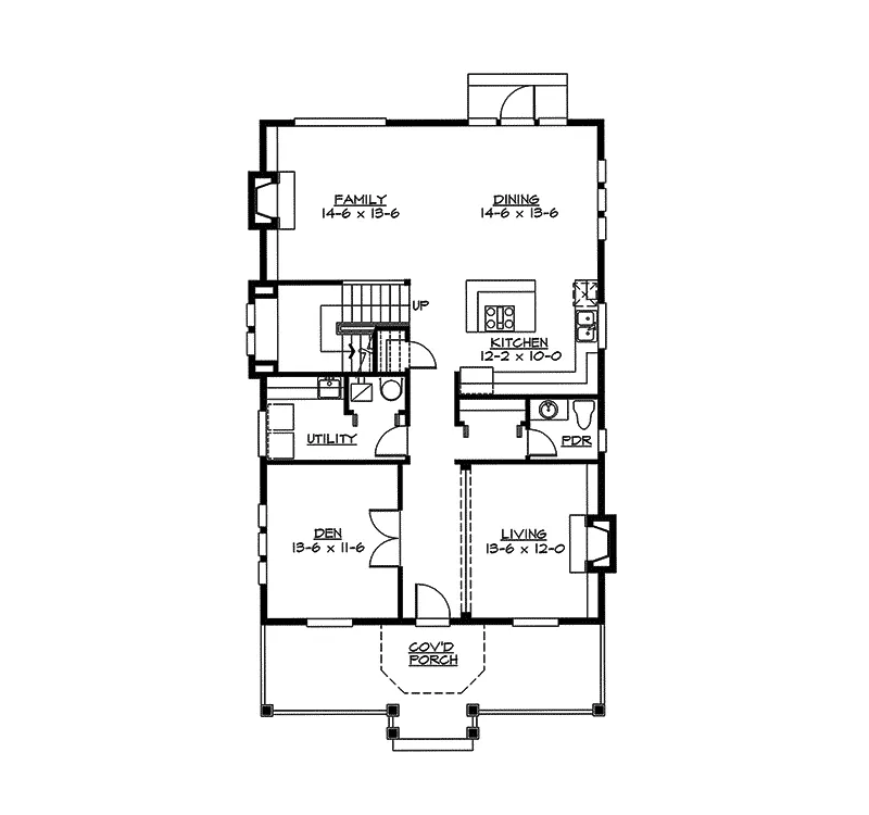 Arts & Crafts House Plan First Floor - Valmeyer Narrow Lot Home 071D-0085 - Shop House Plans and More