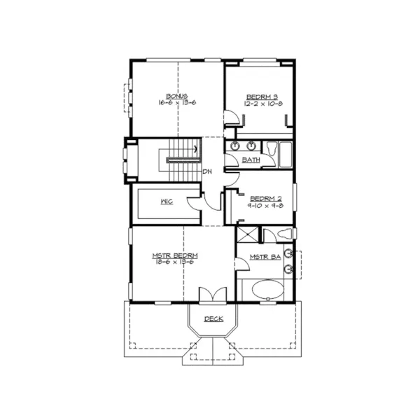 Craftsman House Plan Second Floor - Valmeyer Narrow Lot Home 071D-0085 - Shop House Plans and More