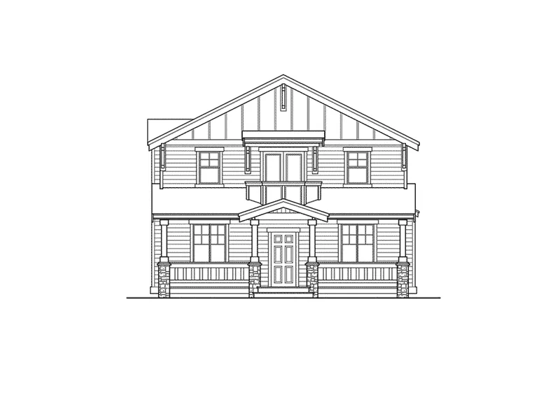 Arts & Crafts House Plan Front Elevation - Valmeyer Narrow Lot Home 071D-0085 - Shop House Plans and More