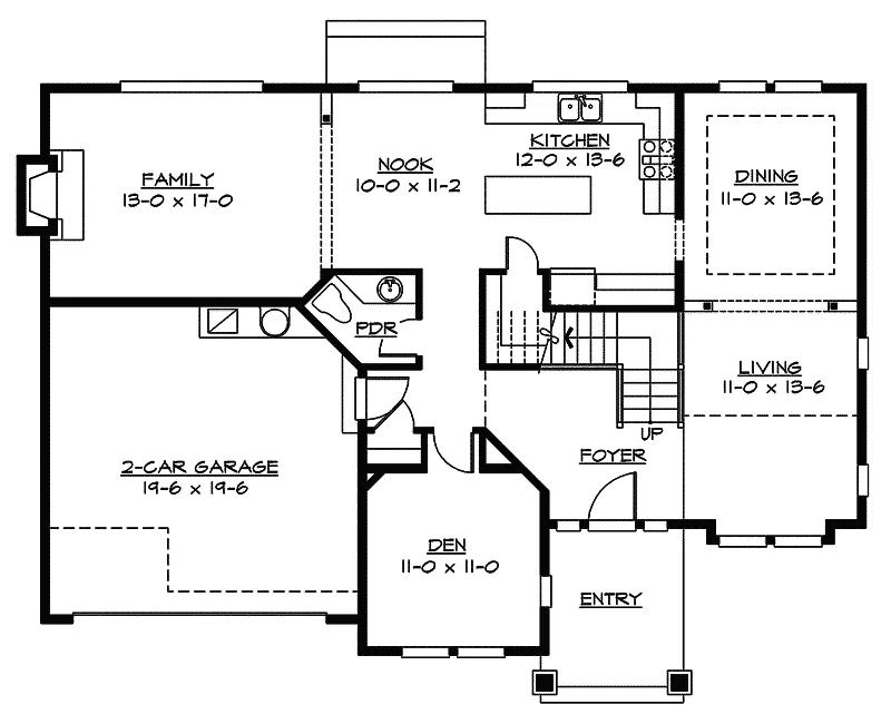 Arts & Crafts House Plan First Floor - Mortimer Rustic Craftsman Home 071D-0086 - Shop House Plans and More