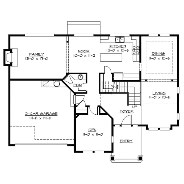 Shingle House Plan First Floor - Mortimer Rustic Craftsman Home 071D-0086 - Shop House Plans and More