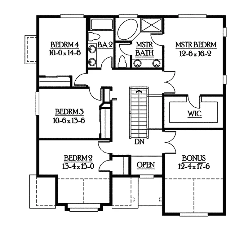 Arts & Crafts House Plan Second Floor - Buxton Heights Country Home 071D-0090 - Search House Plans and More