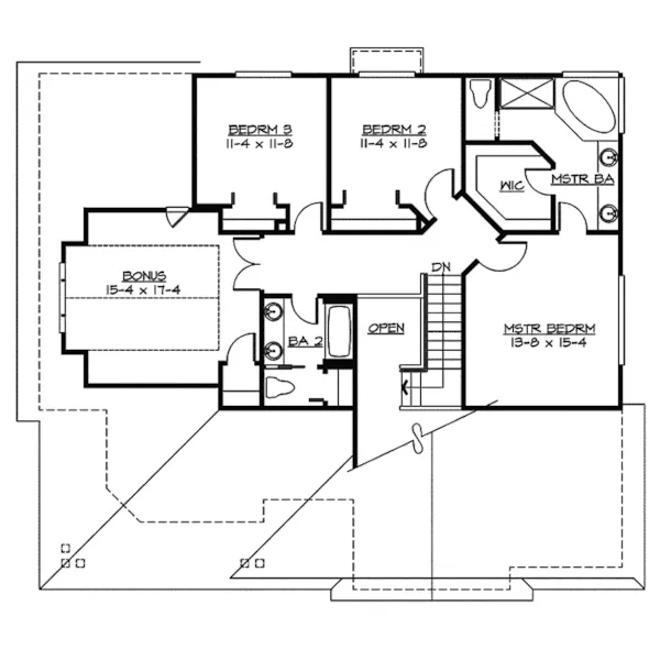 Traditional House Plan Second Floor - Pocahontas Arts And Crafts Home 071D-0091 - Shop House Plans and More