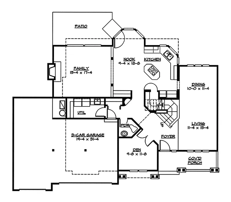 Country House Plan First Floor - Finsbury Rustic Home 071D-0092 - Search House Plans and More