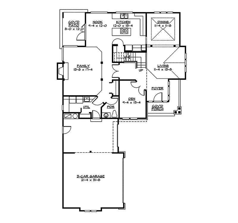 Craftsman House Plan First Floor - Mango Sleek Sunbelt Home 071D-0094 - Shop House Plans and More