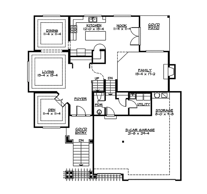 Southern House Plan First Floor - Kirkshire Craftsman Home 071D-0096 - Search House Plans and More