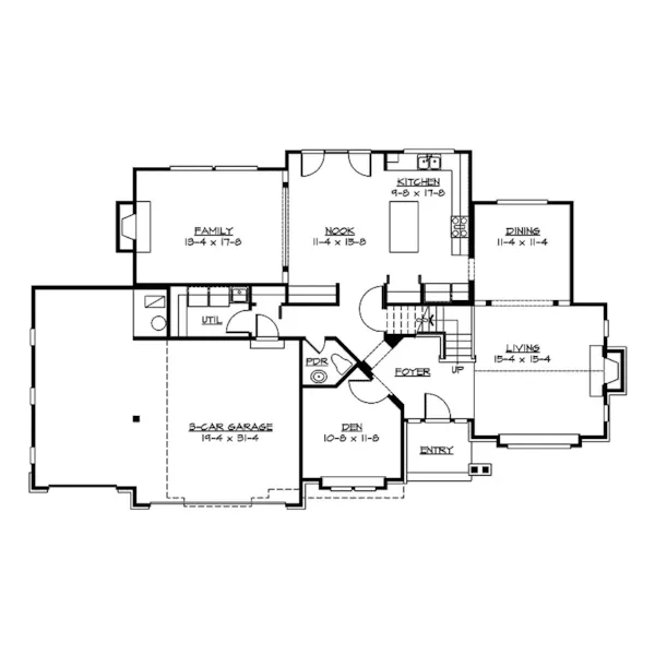 Modern House Plan First Floor - Mellerstain Craftsman Home 071D-0097 - Shop House Plans and More