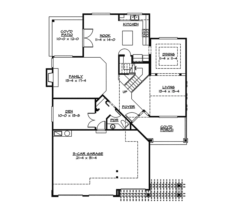 Modern House Plan First Floor - Hedgebur Craftsman Home 071D-0098 - Search House Plans and More