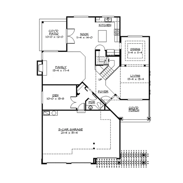 Country House Plan First Floor - Hedgebur Craftsman Home 071D-0098 - Search House Plans and More