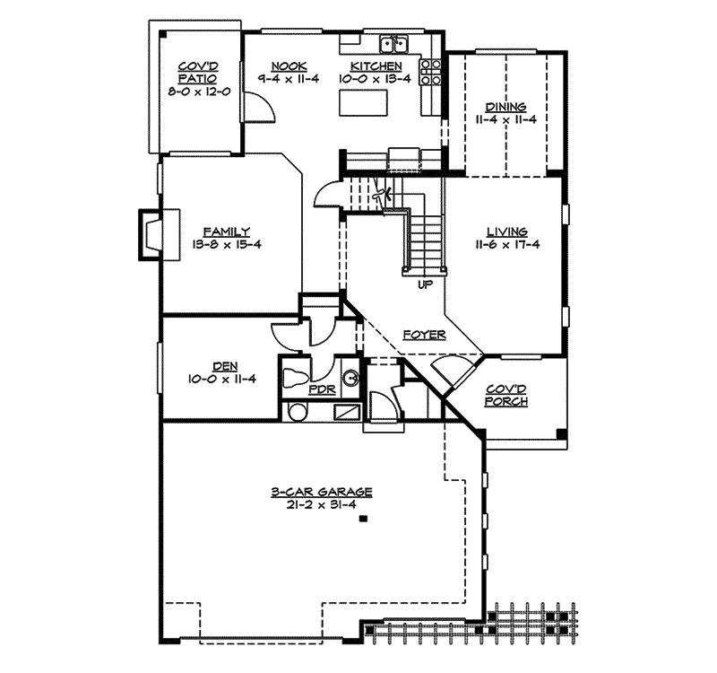 Arts & Crafts House Plan First Floor - Turnberry Forest Craftsman Home 071D-0102 - Shop House Plans and More