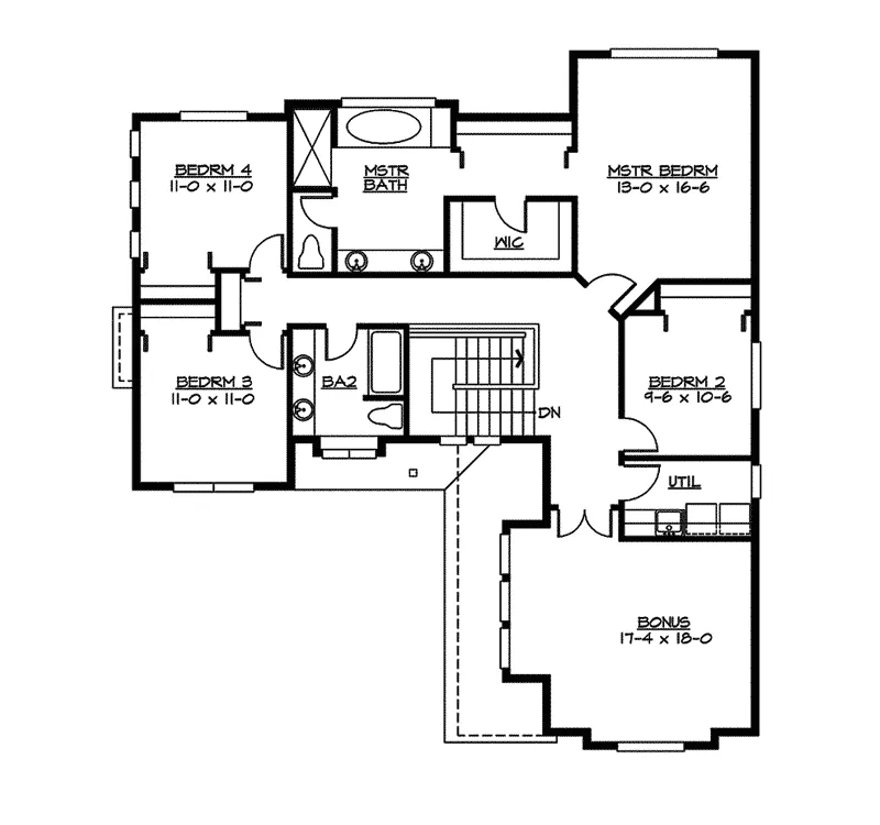 Arts & Crafts House Plan Second Floor - Norfork Traditional Home 071D-0104 - Shop House Plans and More